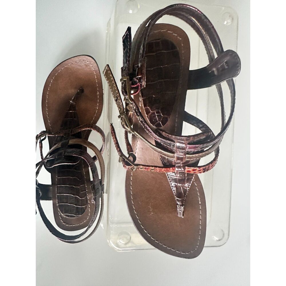 Madden Girl Whizz Croc Gladiator Sandals Brown Multi 7M - Picture 6 of 8